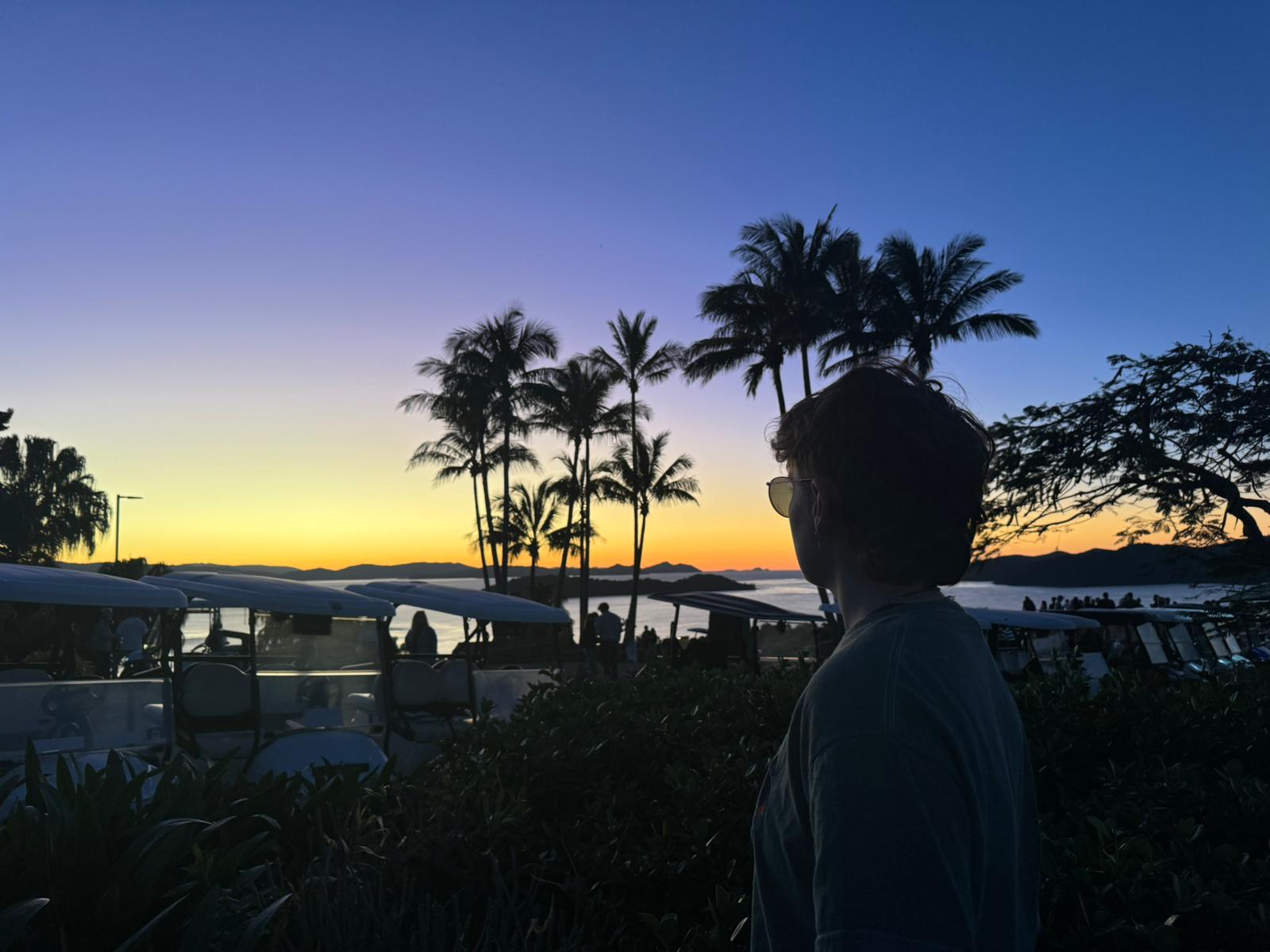 Me watching a tropical sunset while travelling