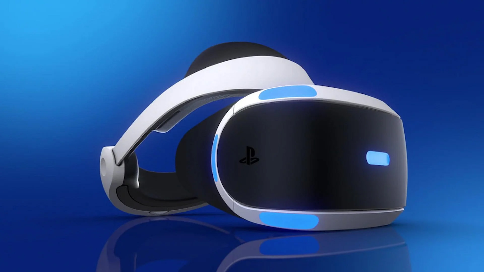 playstation vr1 on blue background